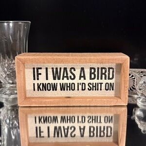 Humorous Bird-Themed Wooden Sign